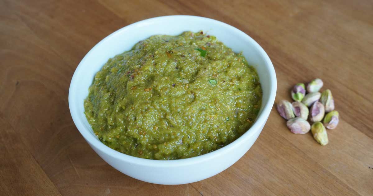 Recette Jeclicnaturel Pesto de pistaches au basilic