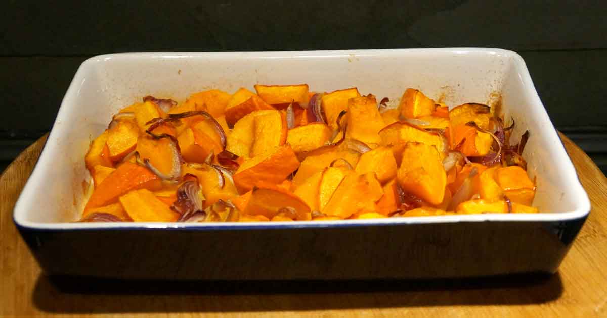 Recette Potimarron rôti aux oignons rouges